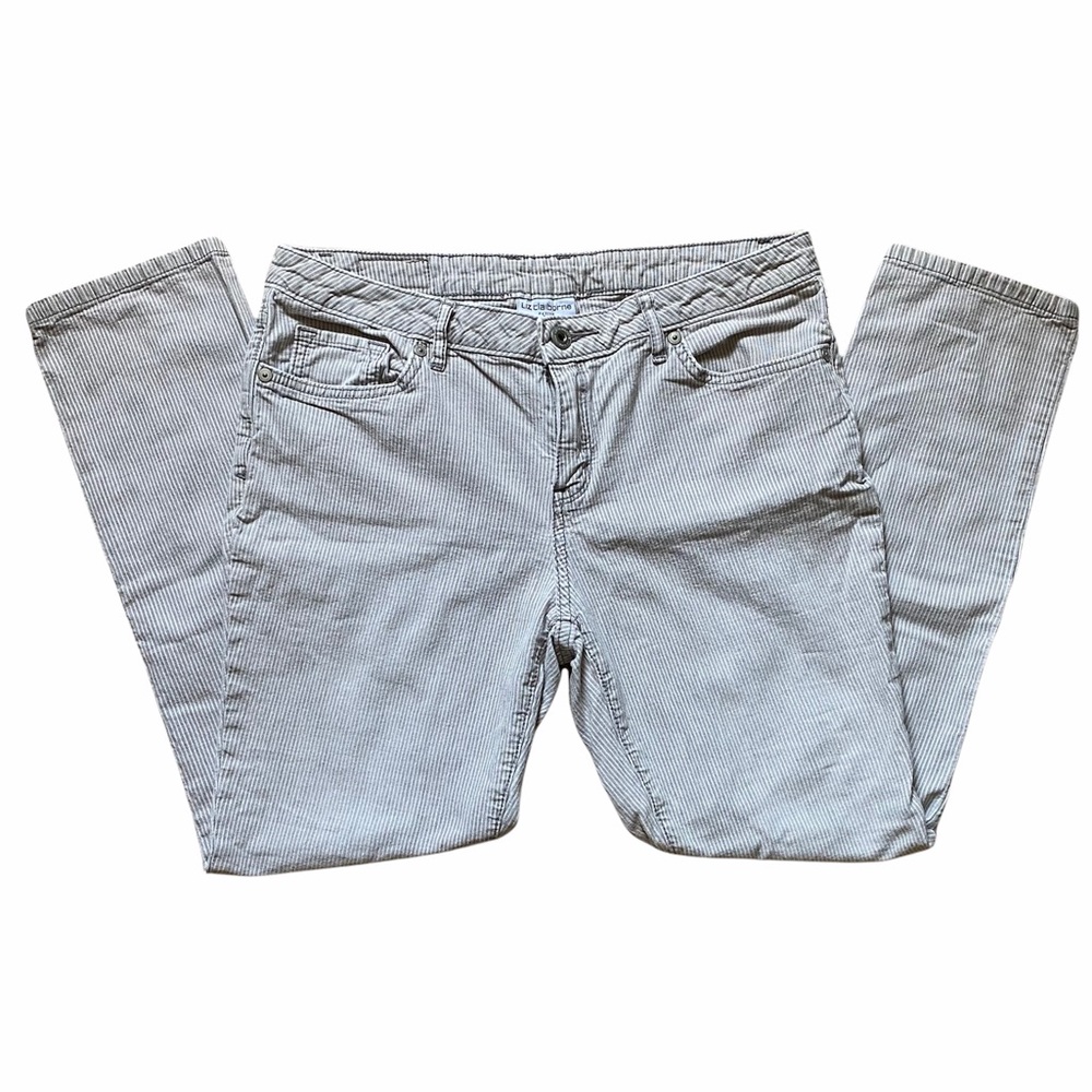 Pinstriped gray/white cropped ankle pants size 8P